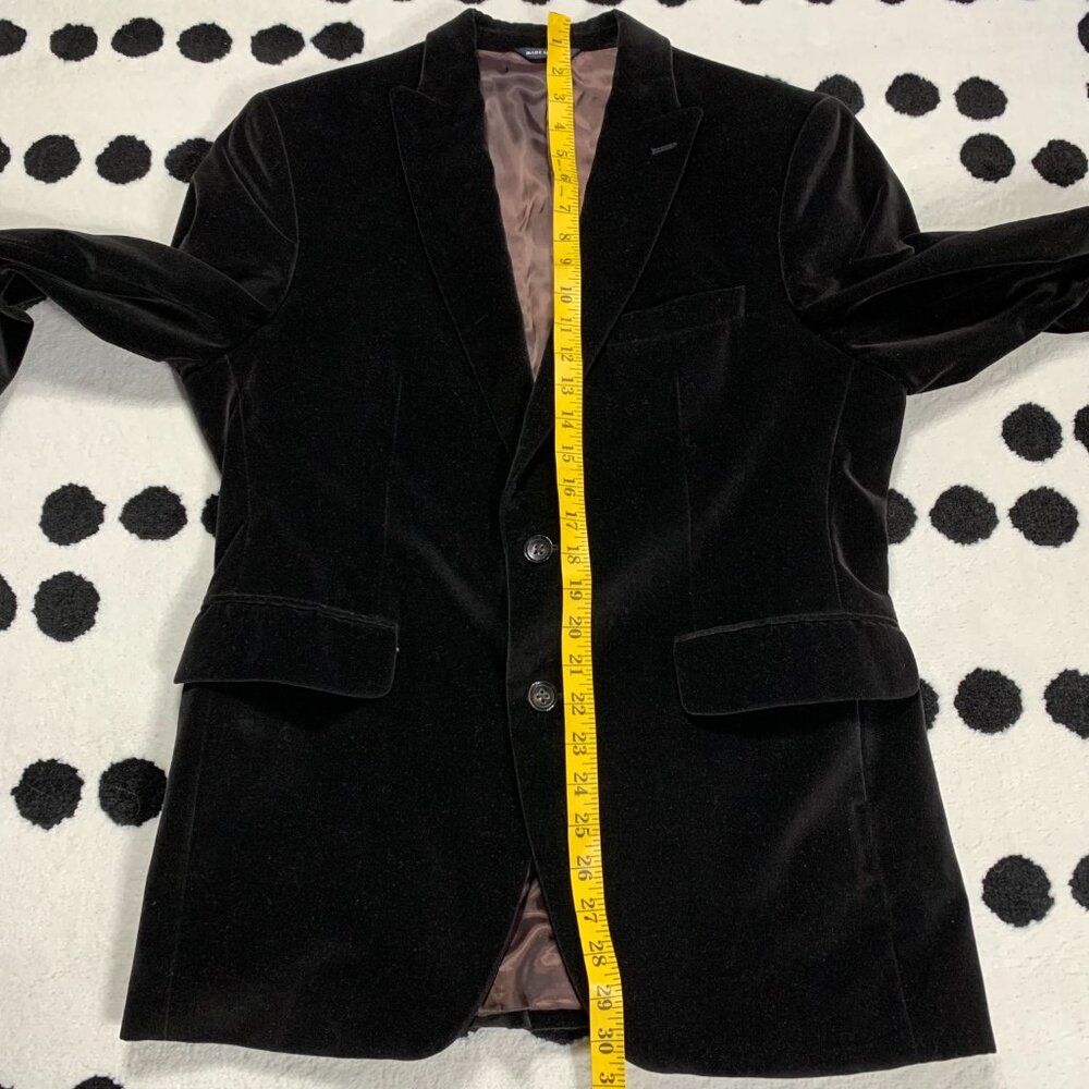 Banana Republic Velvet Blazer Sport Coat Mens 40S Black Tailored Fit Two Button - Picture 15 of 16